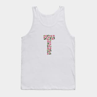 Floral Monogram Letter T Tank Top